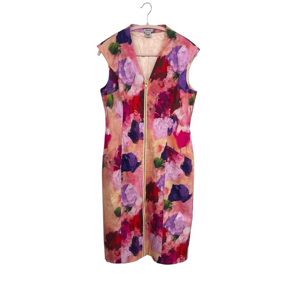 J. Peterman Dress Floral Zip Front Sleeveless Size 12